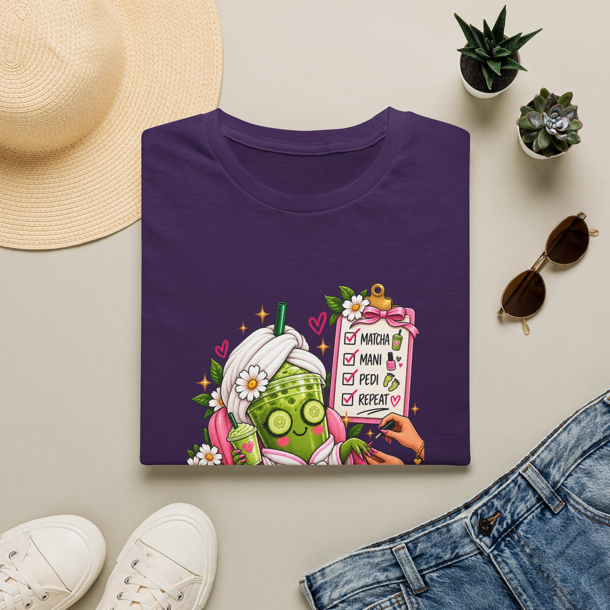 "Matcha, Mani, Pedi, Repeat" Relaxing Self-Care Tee