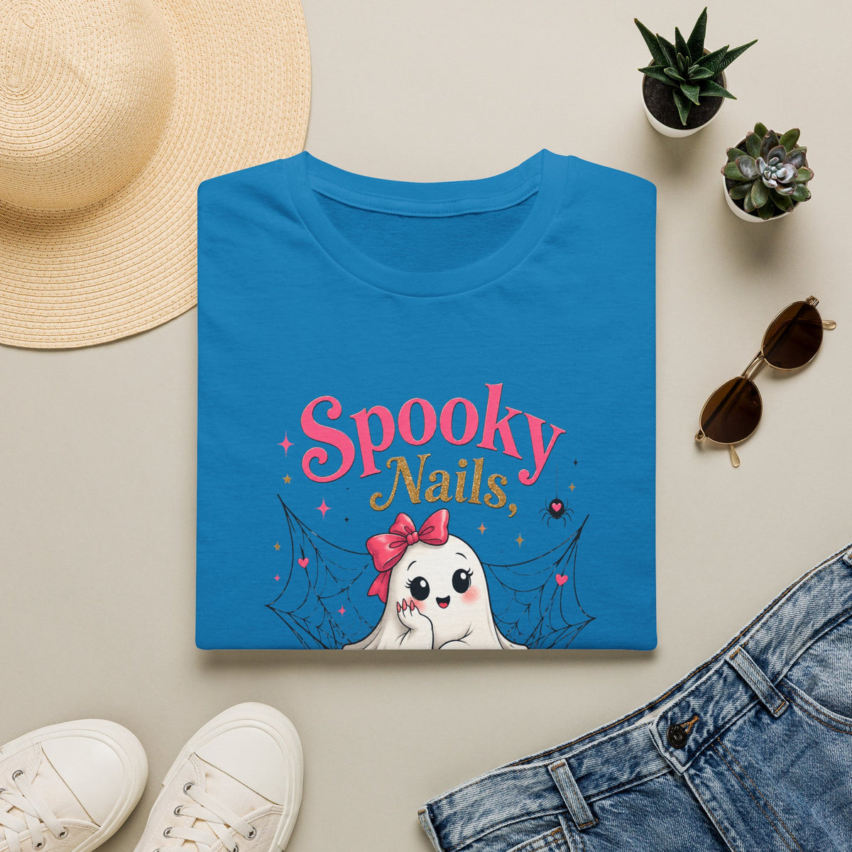 Spooky Nails Cute Ghost Tee