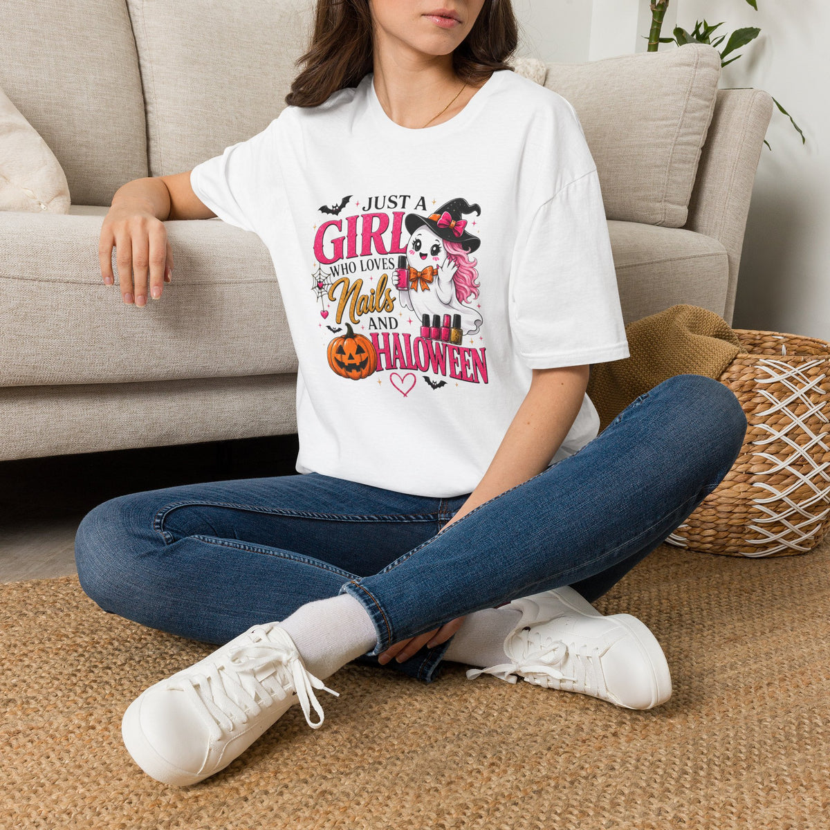 "Just a Girl Who Loves Nails and Halloween" Tee