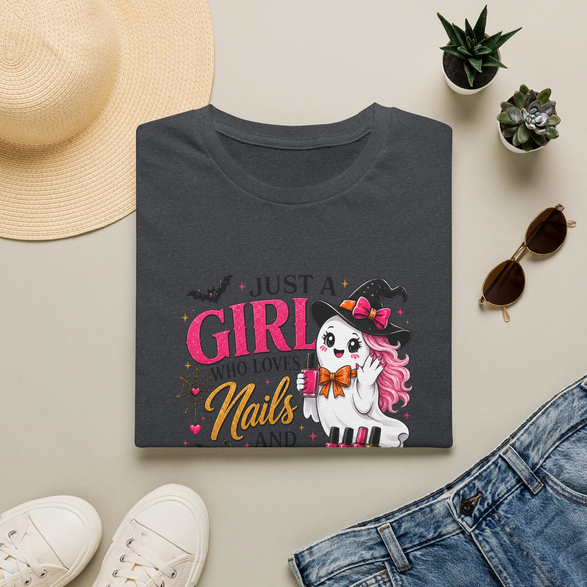 "Just a Girl Who Loves Nails and Halloween" Tee