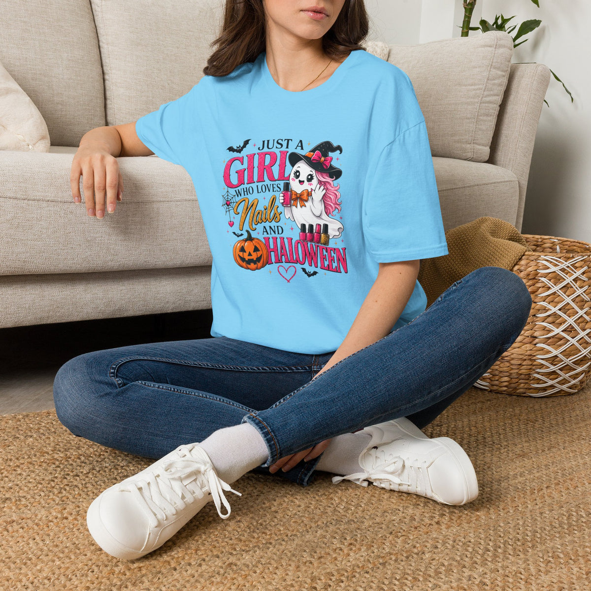 "Just a Girl Who Loves Nails and Halloween" Tee