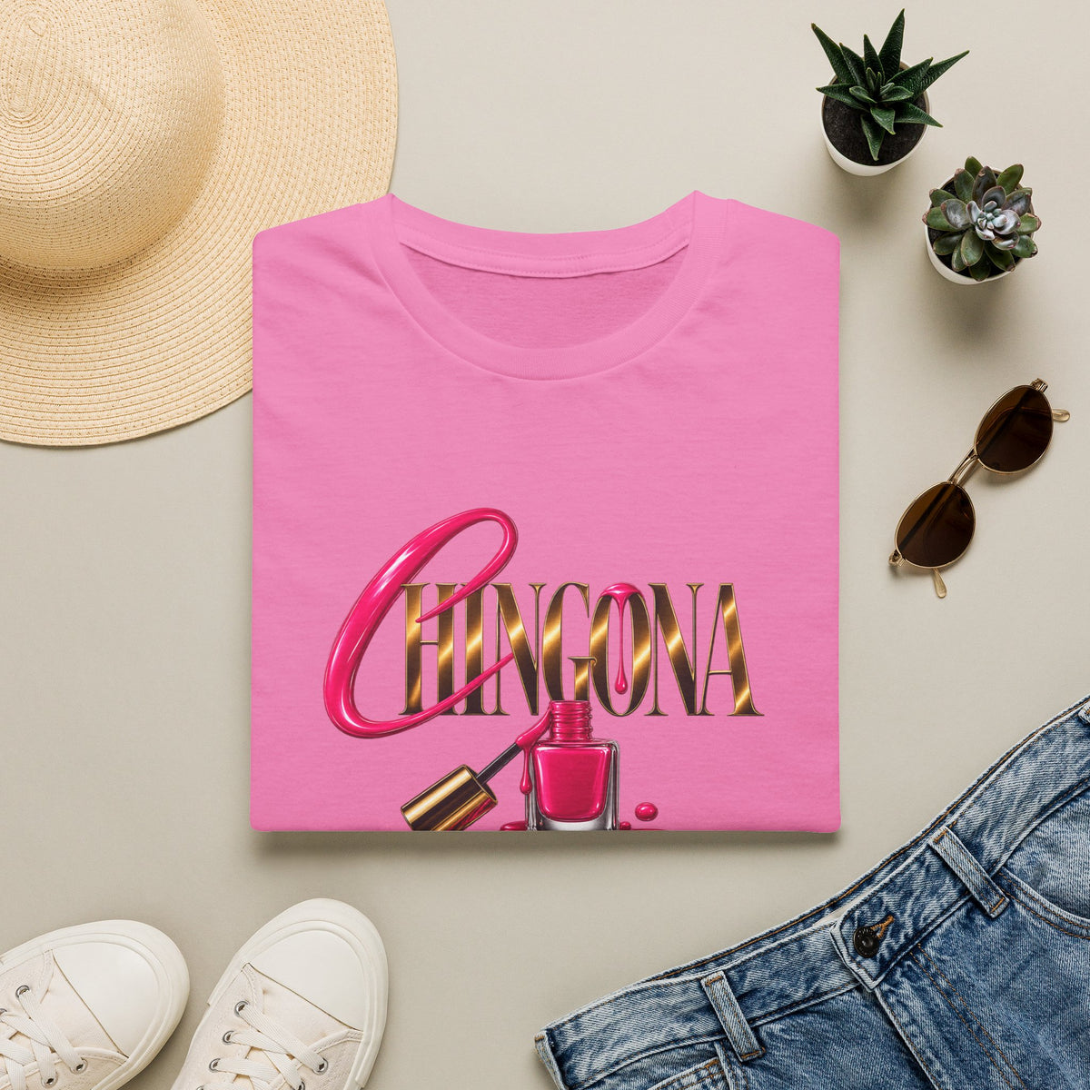 Chingona Uñas Actitud Poder Tee