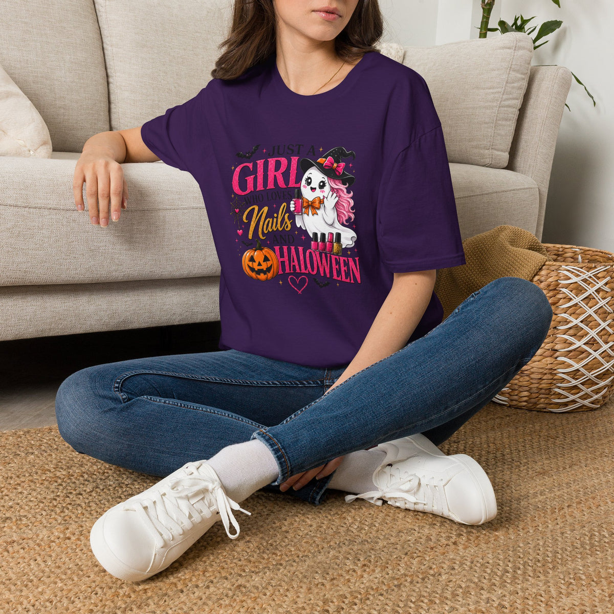"Just a Girl Who Loves Nails and Halloween" Tee