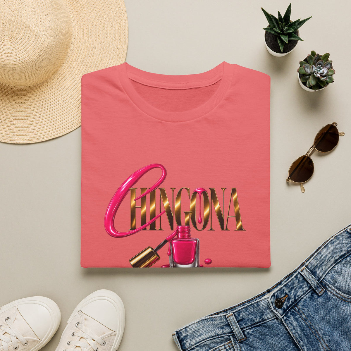 Chingona Uñas Actitud Poder Tee