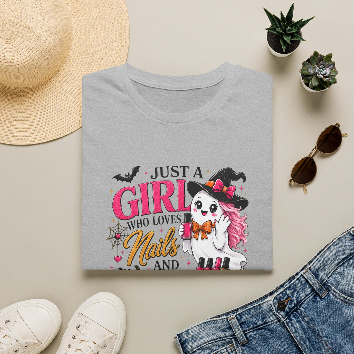 "Just a Girl Who Loves Nails and Halloween" Tee
