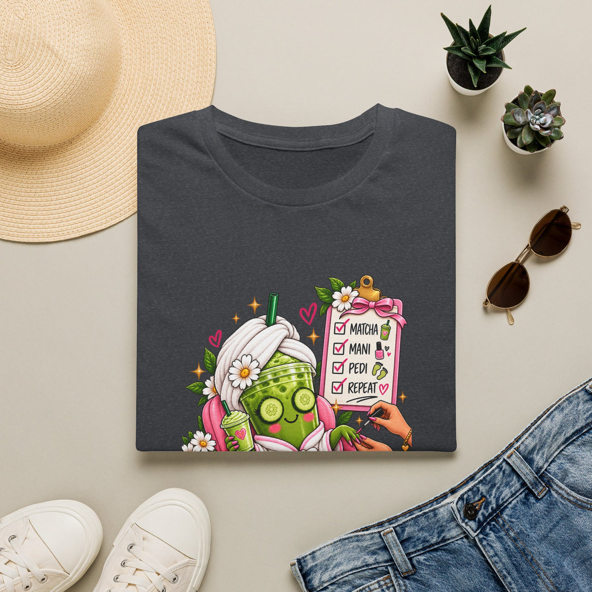 "Matcha, Mani, Pedi, Repeat" Relaxing Self-Care Tee