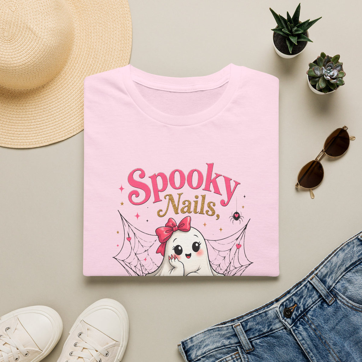 Spooky Nails Cute Ghost Tee