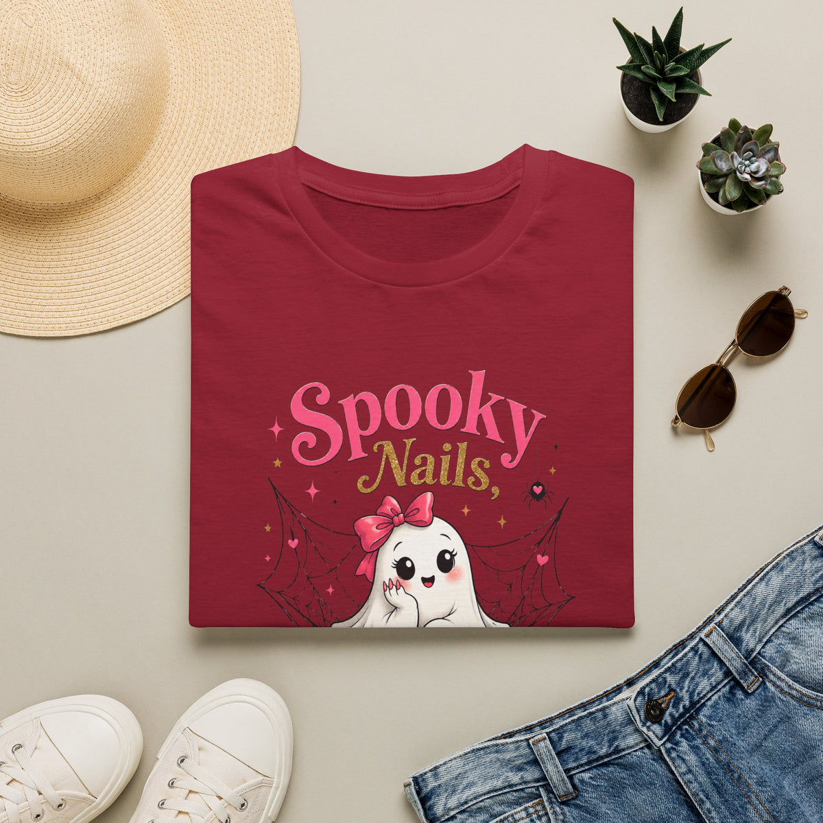 Spooky Nails Cute Ghost Tee