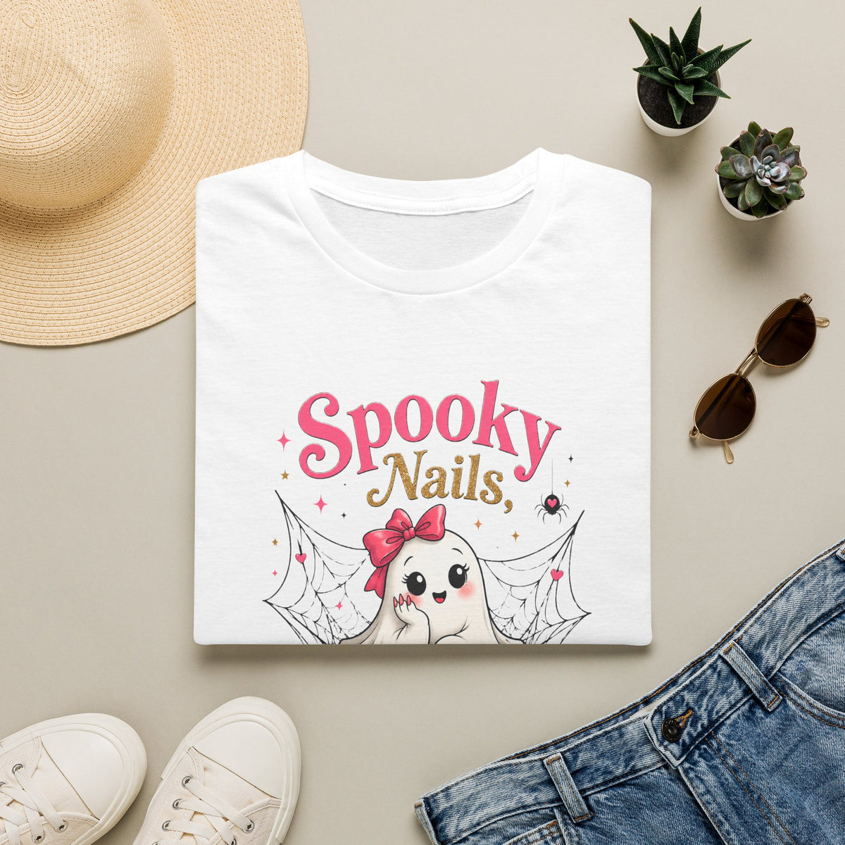 Spooky Nails Cute Ghost Tee