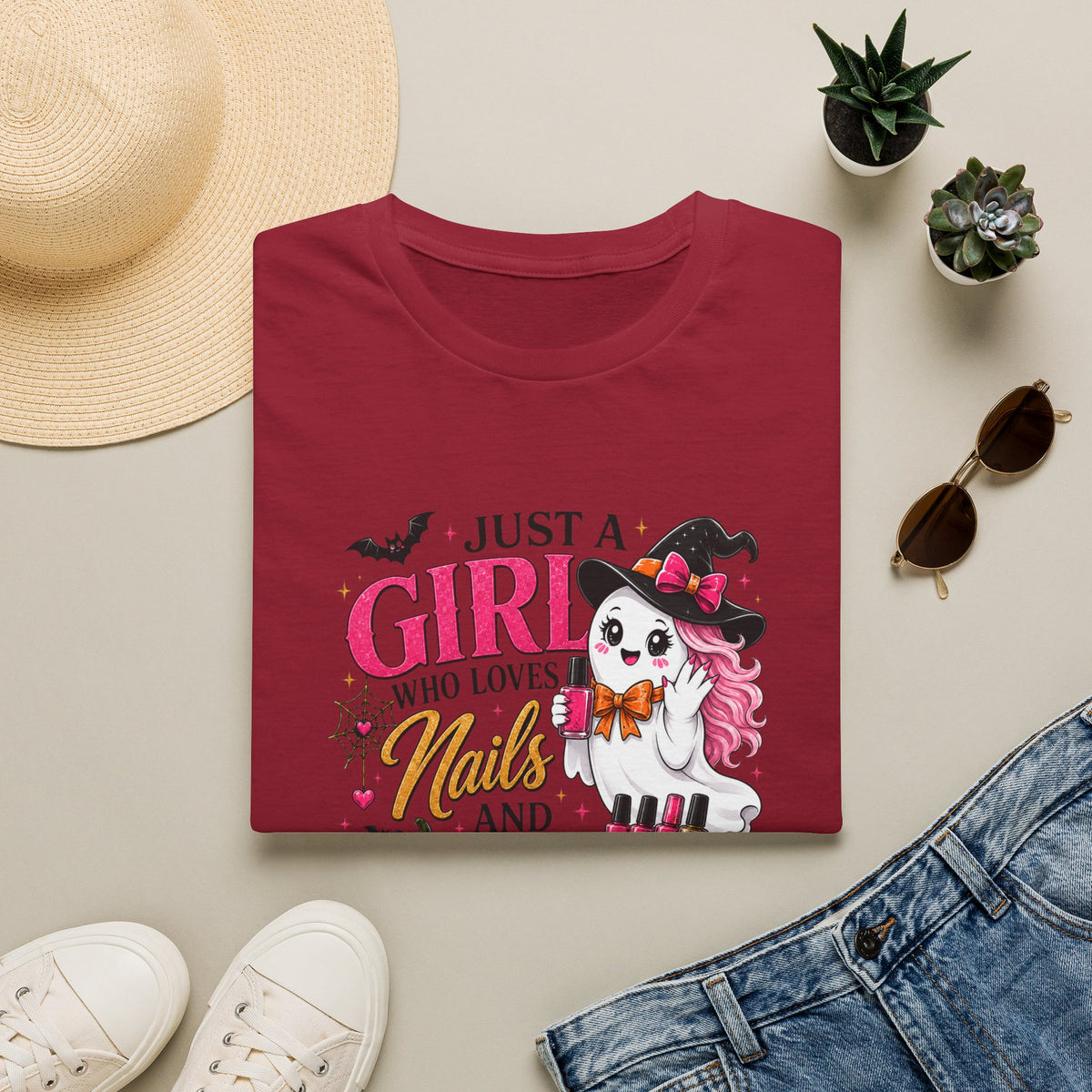 "Just a Girl Who Loves Nails and Halloween" Tee