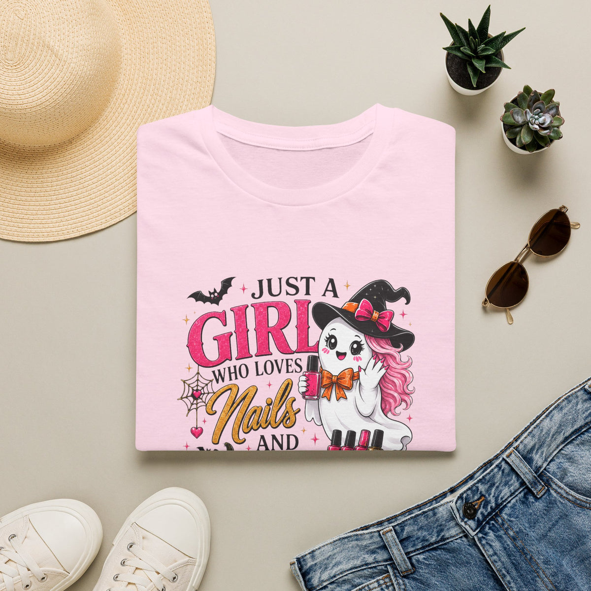"Just a Girl Who Loves Nails and Halloween" Tee