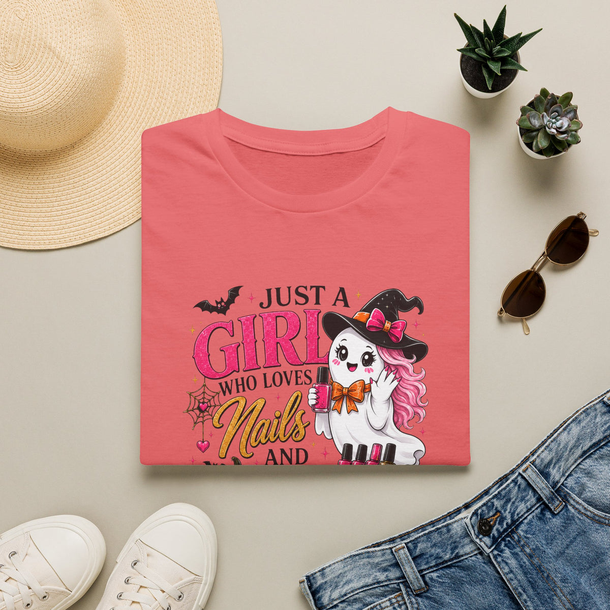 "Just a Girl Who Loves Nails and Halloween" Tee