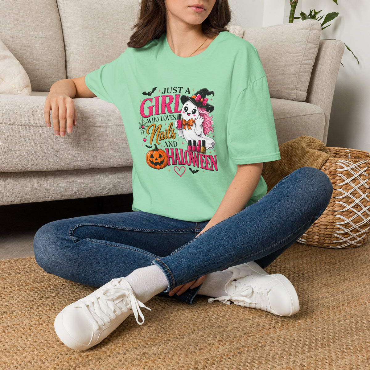 "Just a Girl Who Loves Nails and Halloween" Tee