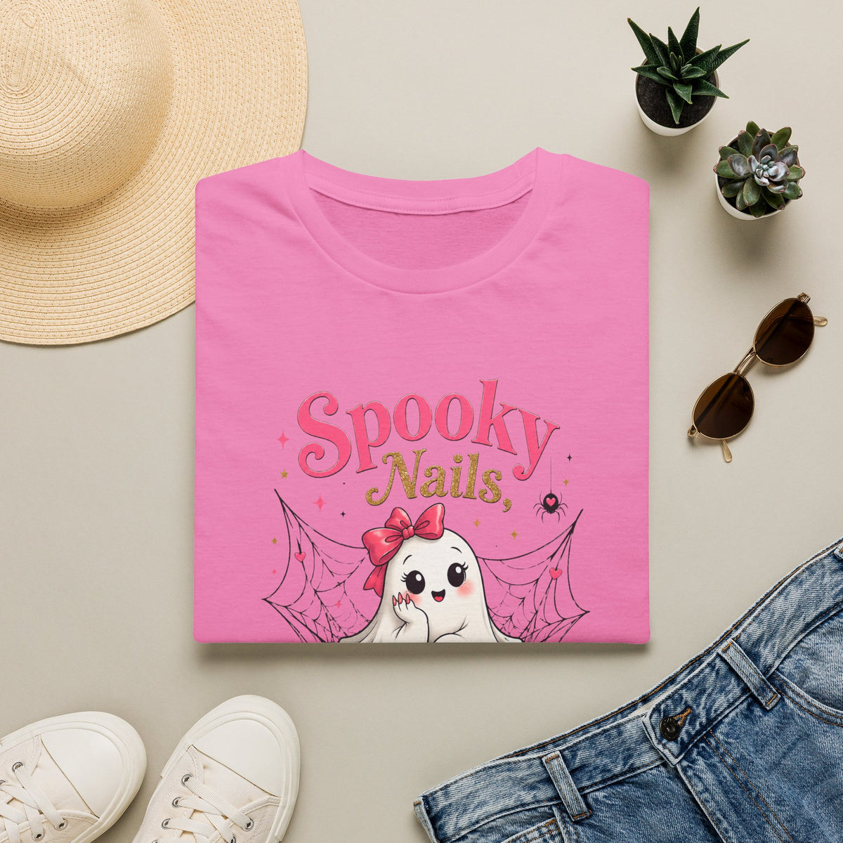 Spooky Nails Cute Ghost Tee