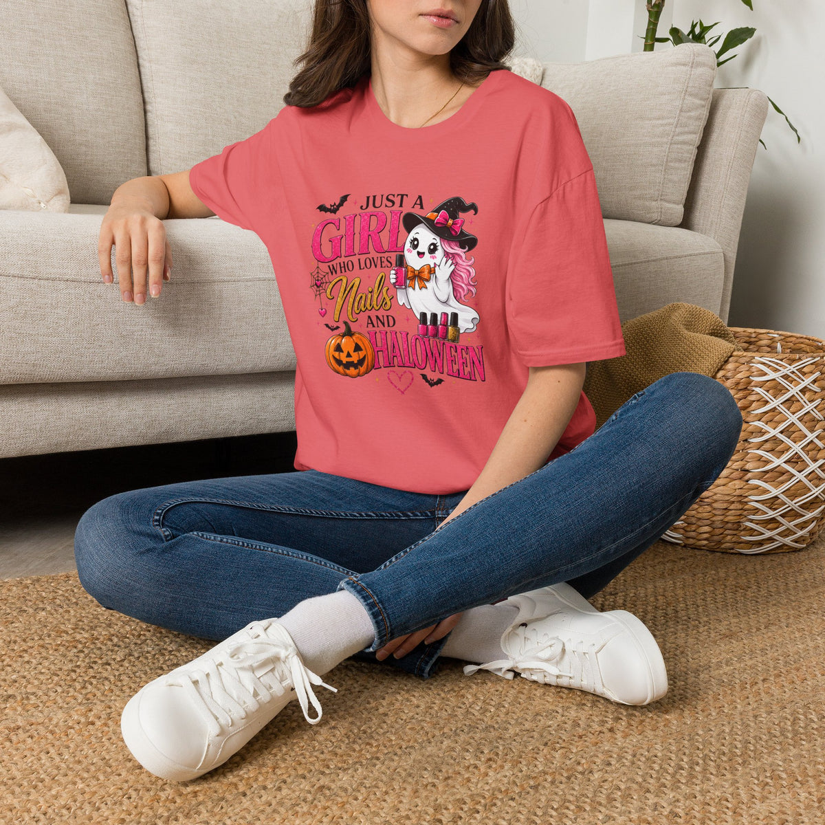 "Just a Girl Who Loves Nails and Halloween" Tee