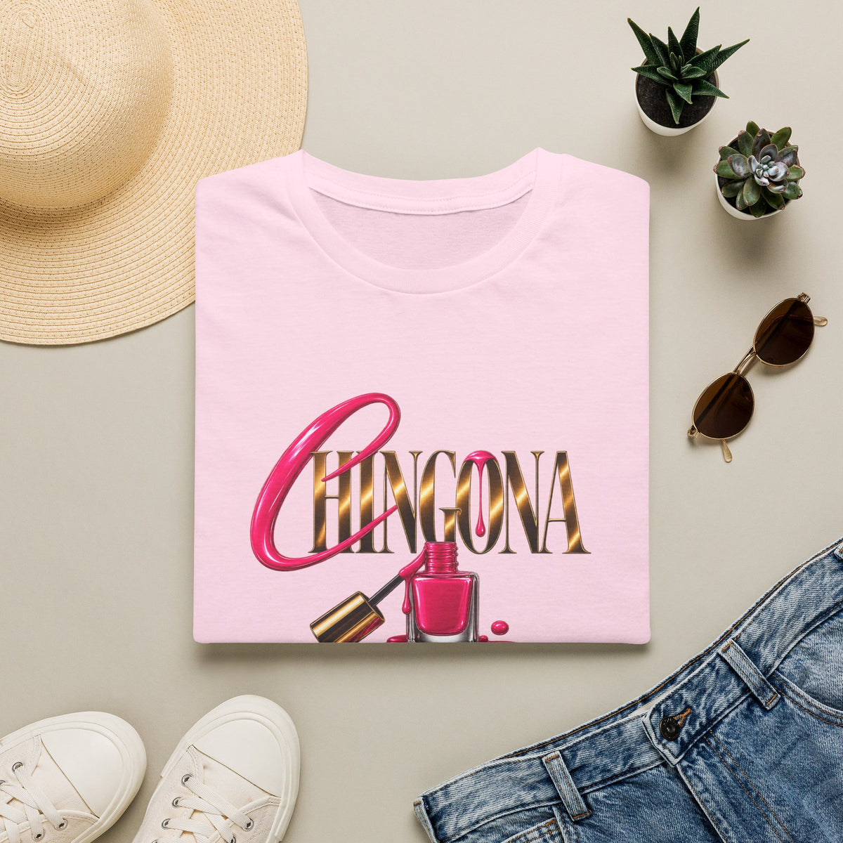 Chingona Uñas Actitud Poder Tee