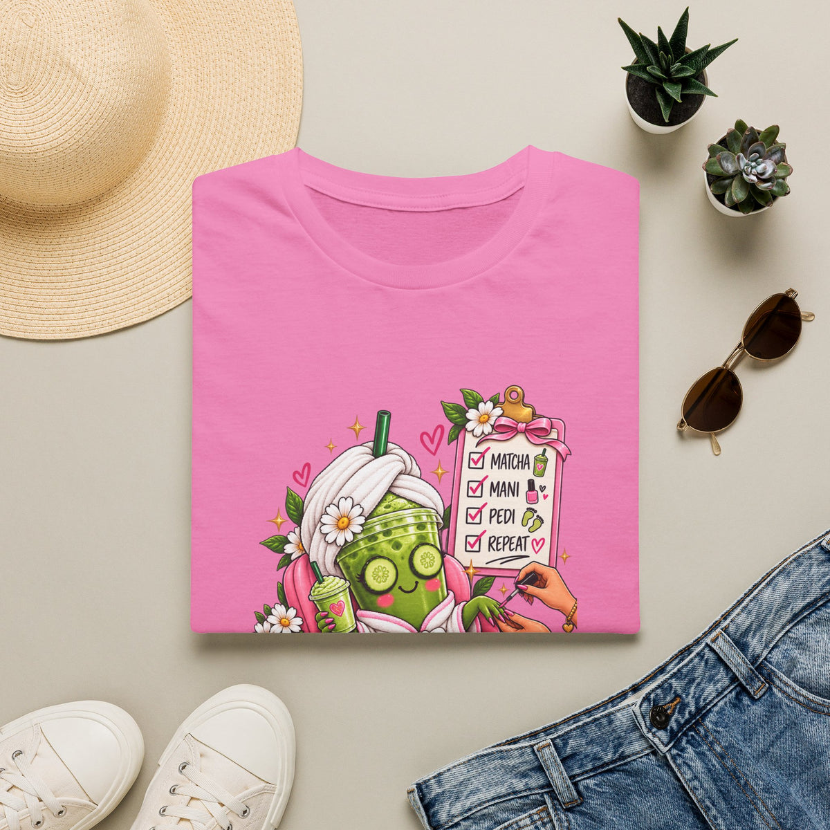 "Matcha, Mani, Pedi, Repeat" Relaxing Self-Care Tee