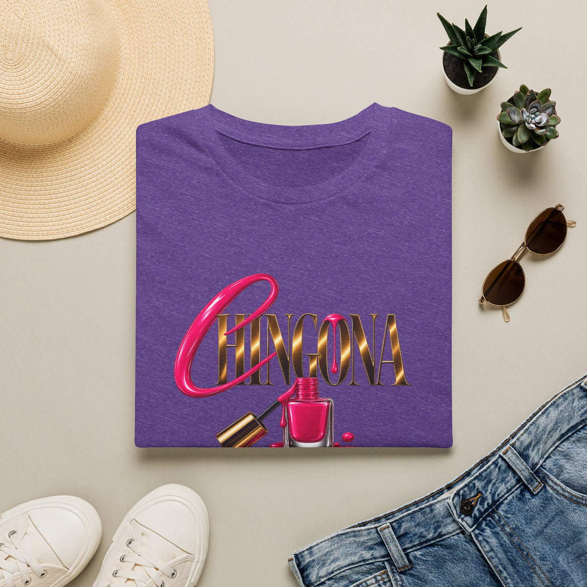 Chingona Uñas Actitud Poder Tee