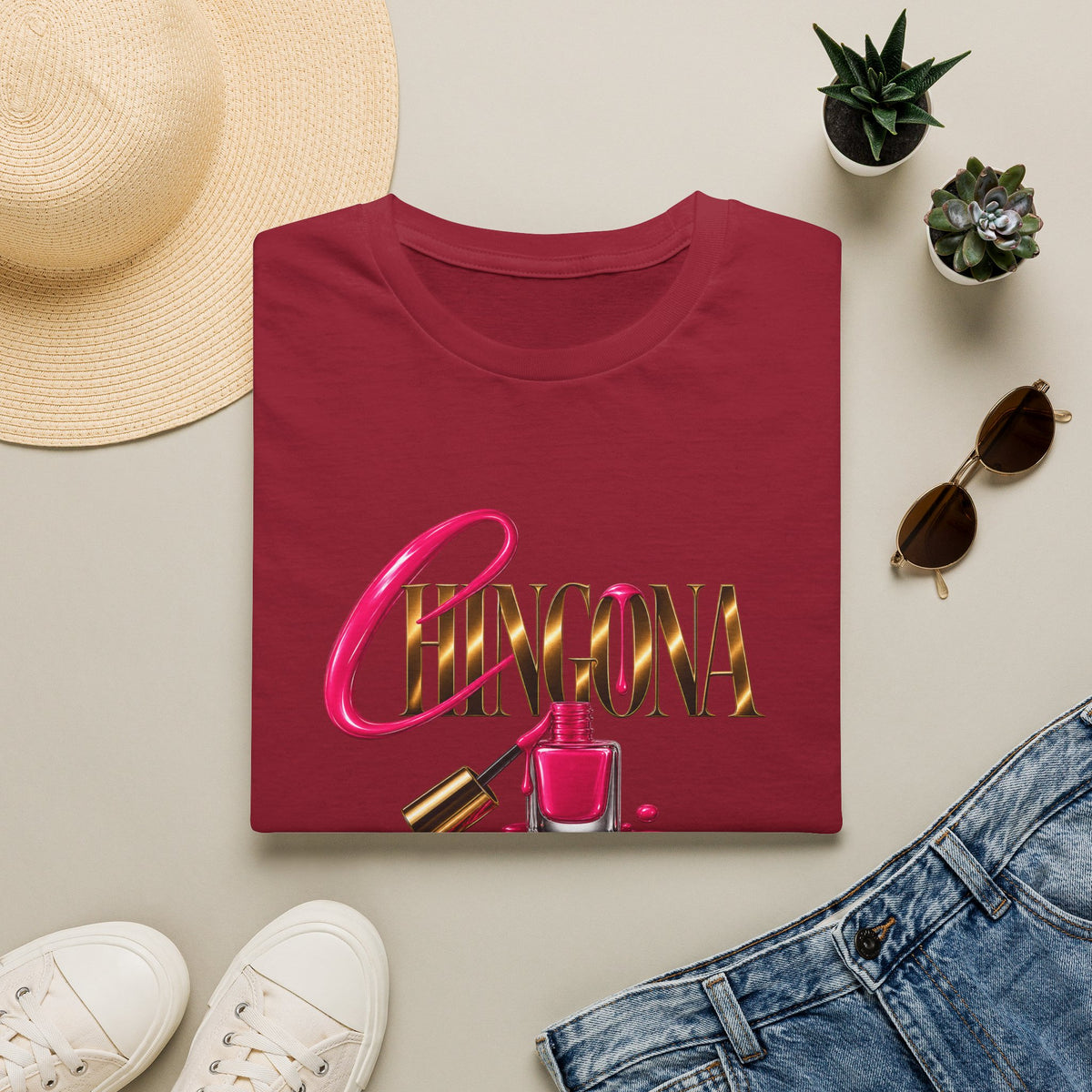 Chingona Uñas Actitud Poder Tee