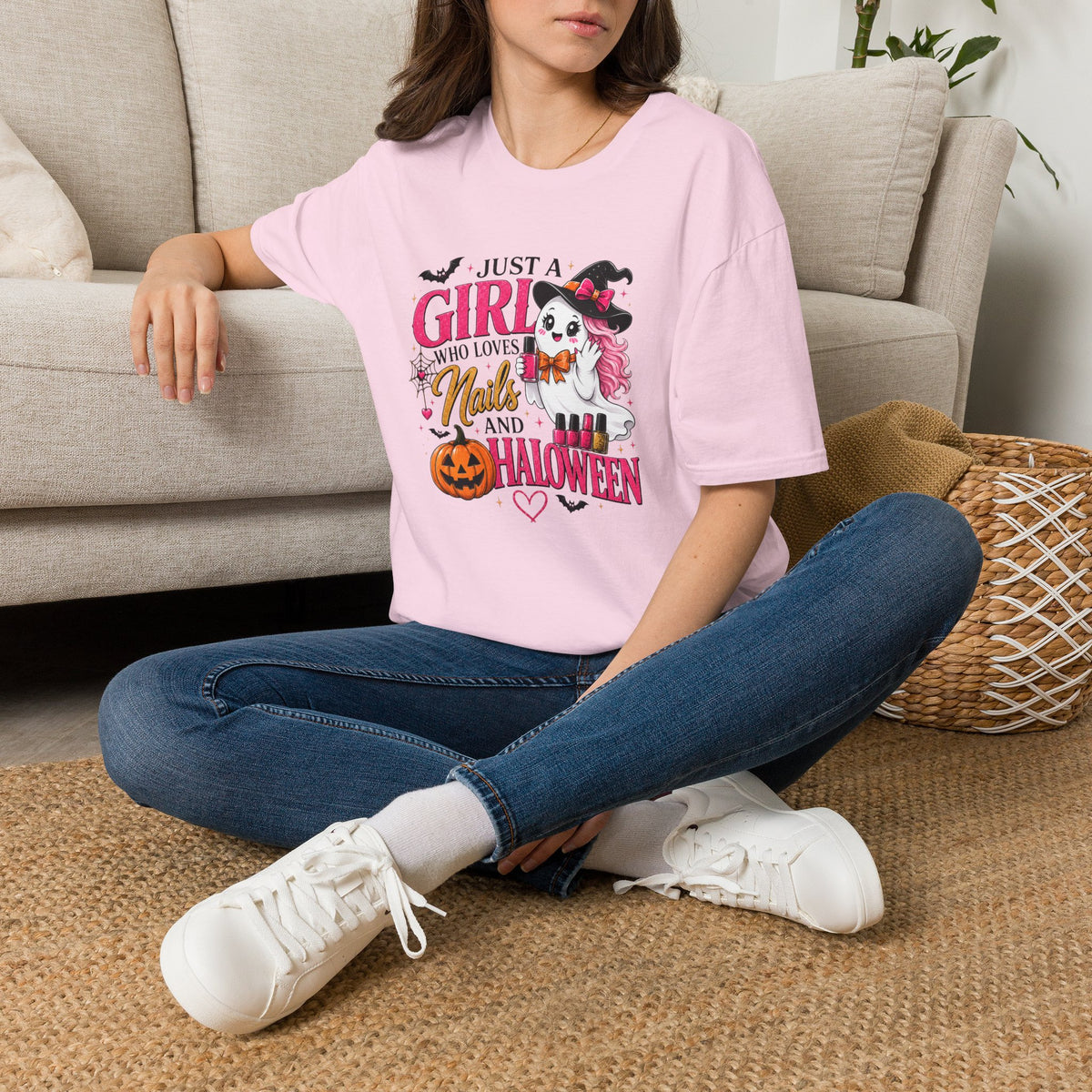 "Just a Girl Who Loves Nails and Halloween" Tee