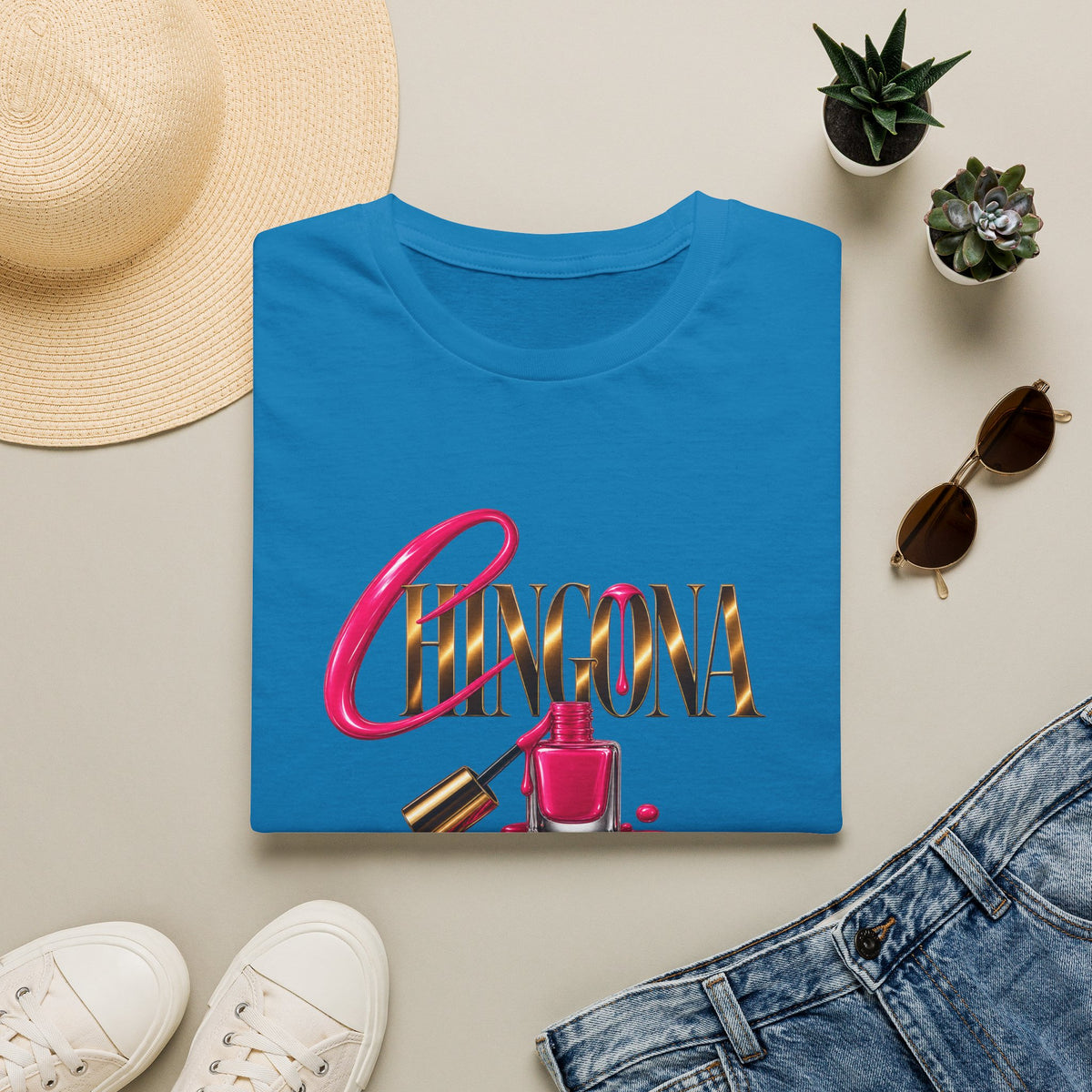 Chingona Uñas Actitud Poder Tee