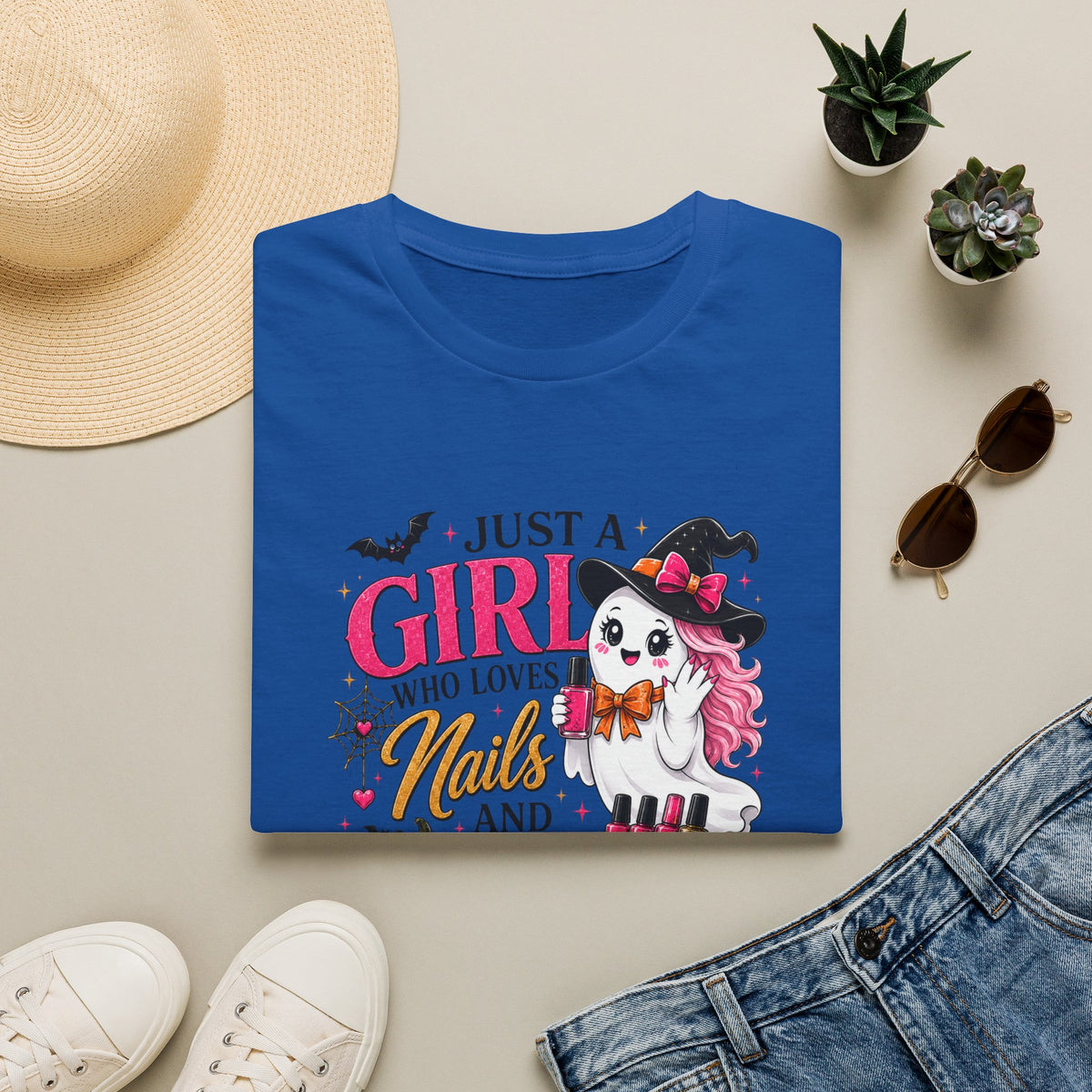 "Just a Girl Who Loves Nails and Halloween" Tee