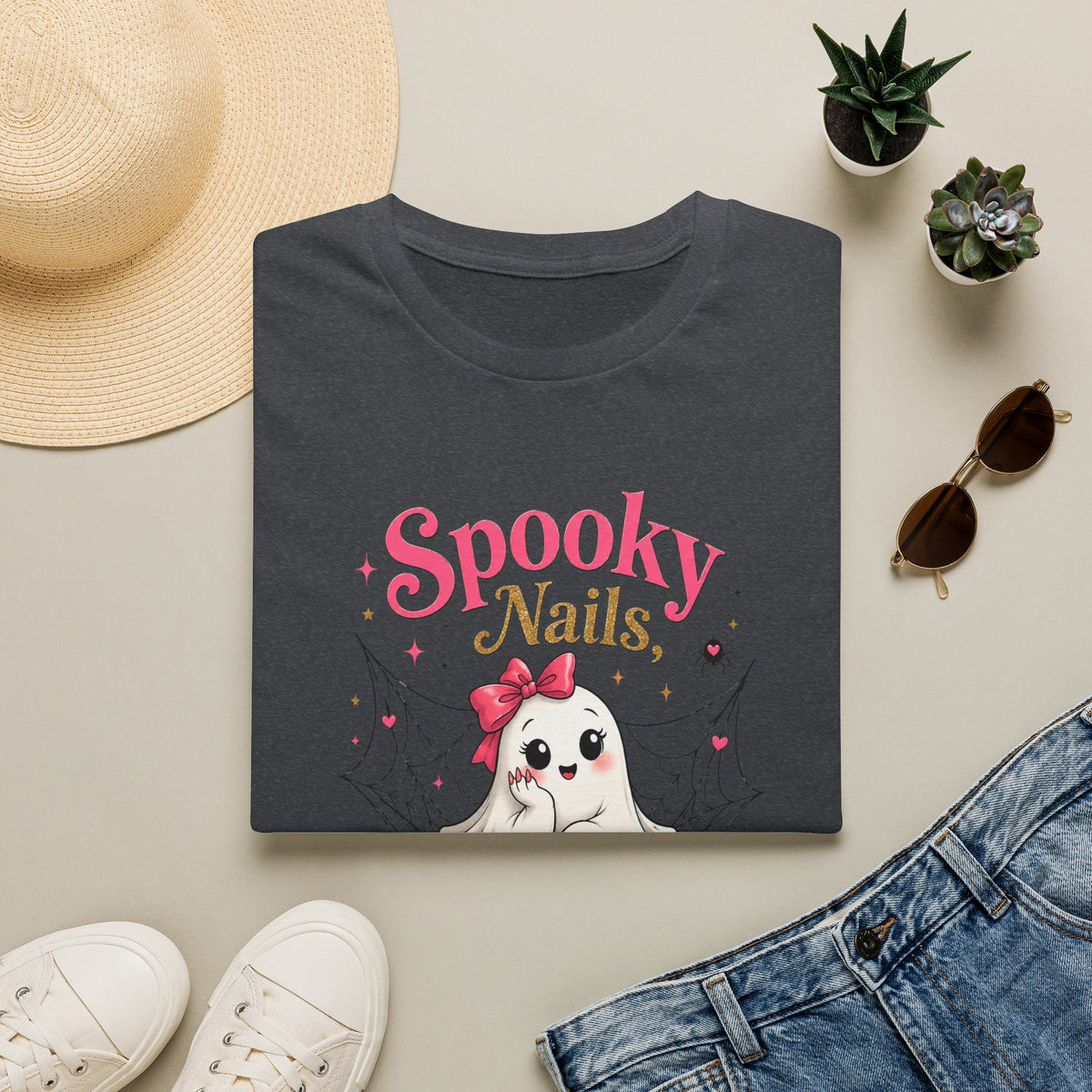 Spooky Nails Cute Ghost Tee