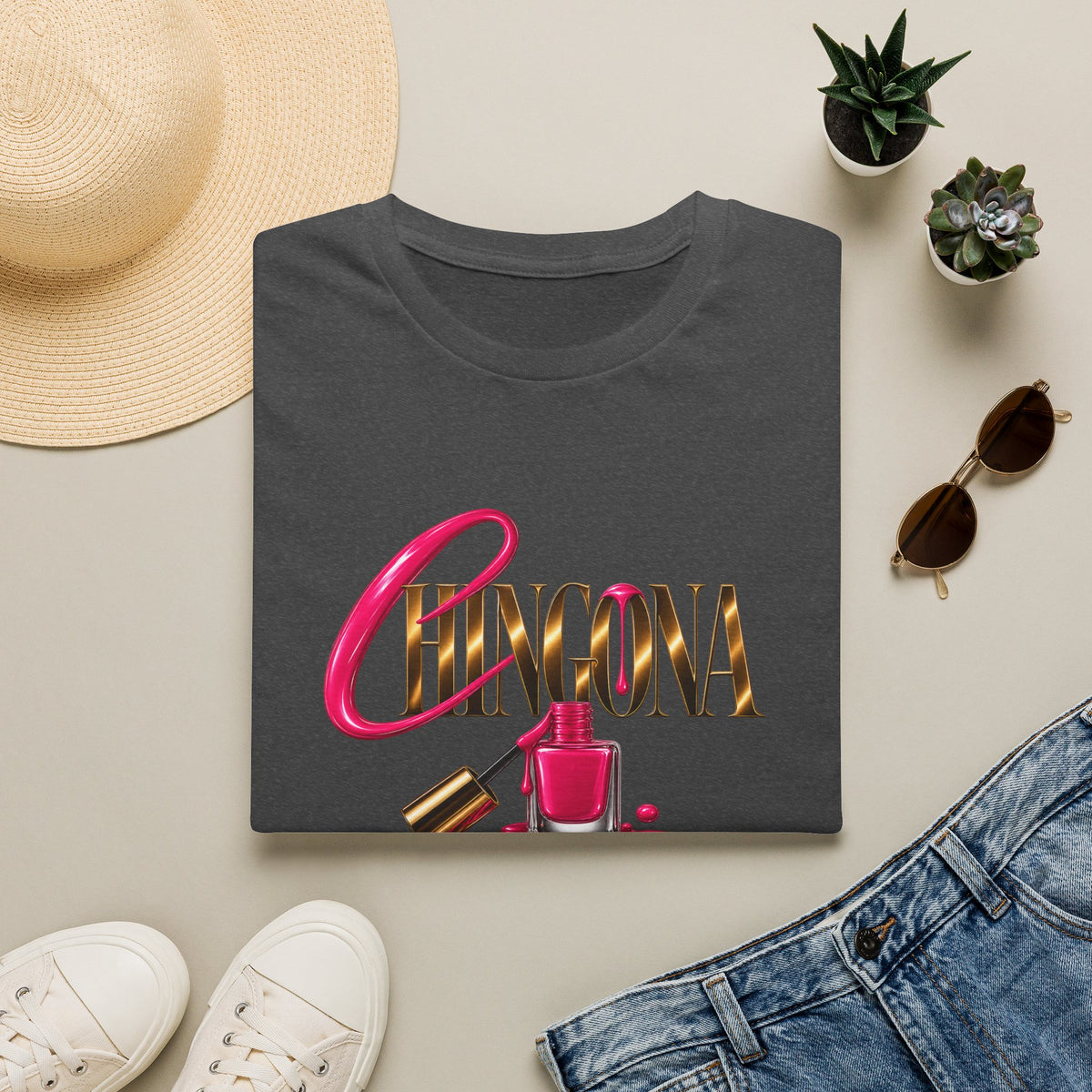 Chingona Uñas Actitud Poder Tee