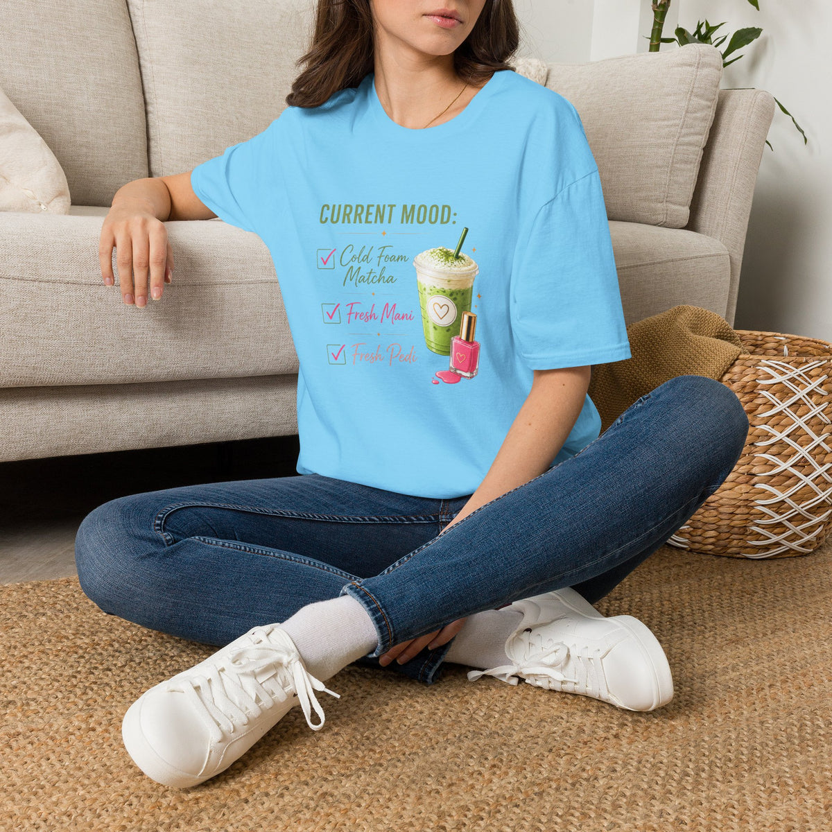 "Current Mood: Cold Foam Matcha + Fresh Mani" 2 Tee