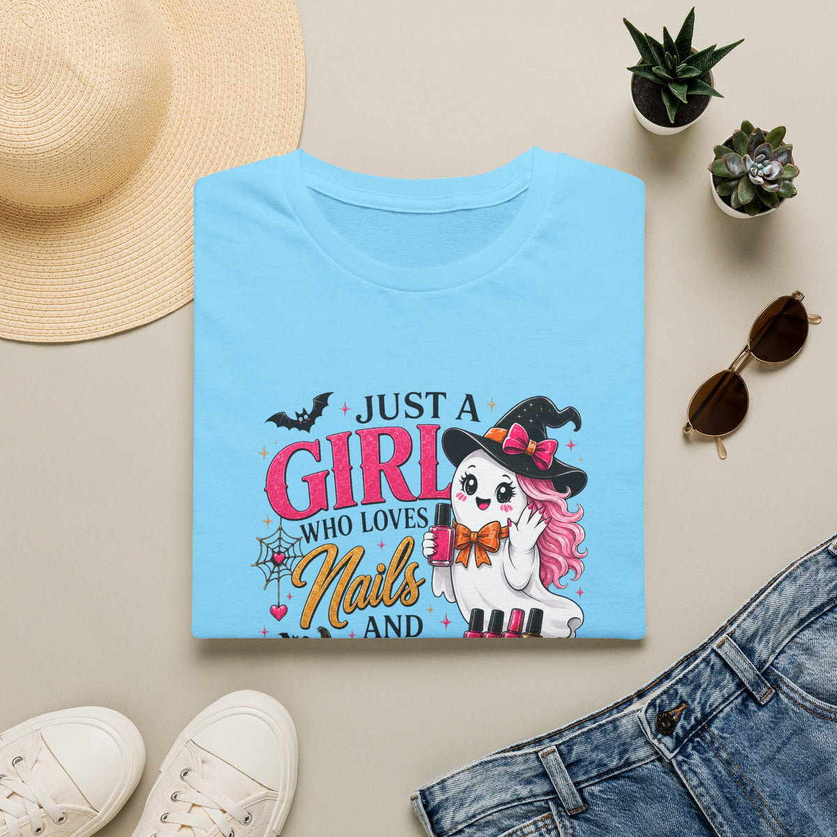"Just a Girl Who Loves Nails and Halloween" Tee