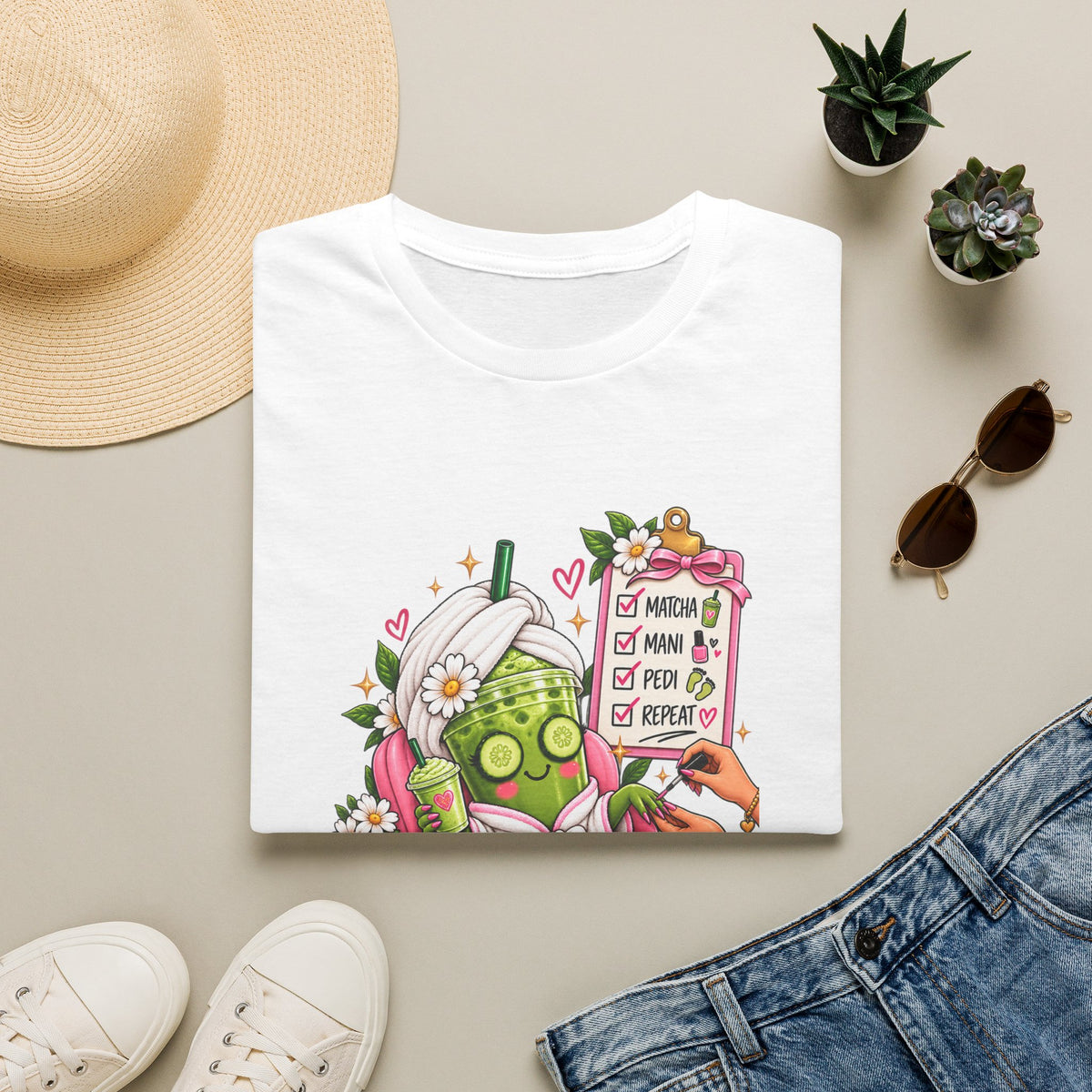 "Matcha, Mani, Pedi, Repeat" Relaxing Self-Care Tee