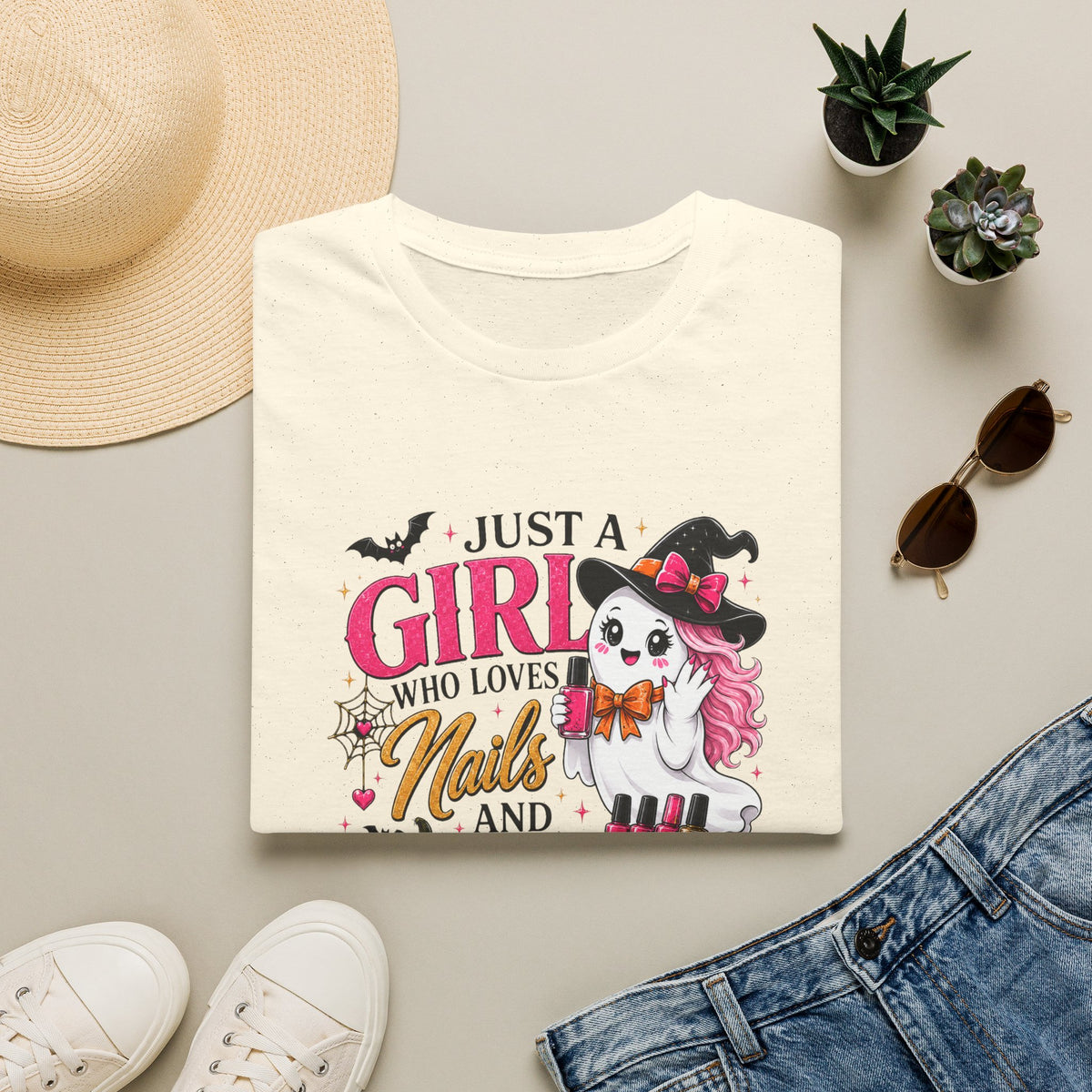 "Just a Girl Who Loves Nails and Halloween" Tee