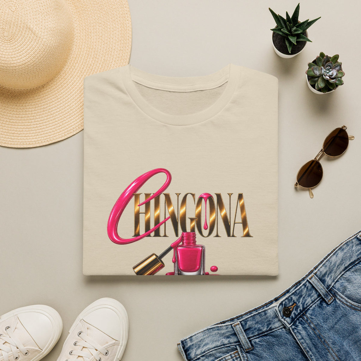 Chingona Uñas Actitud Poder Tee