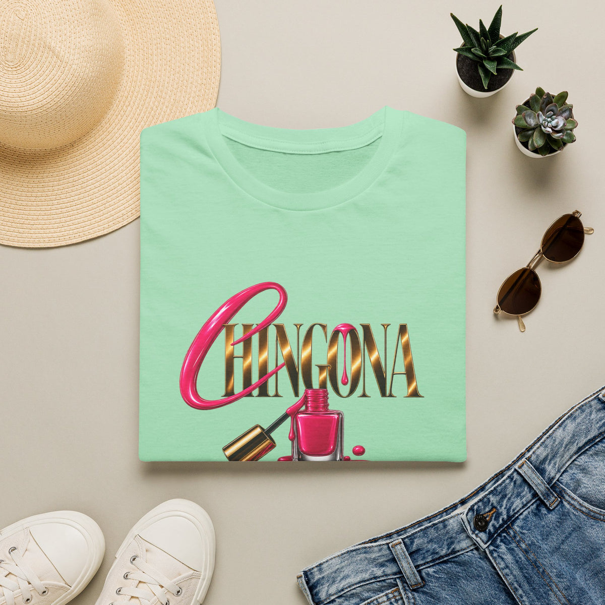 Chingona Uñas Actitud Poder Tee