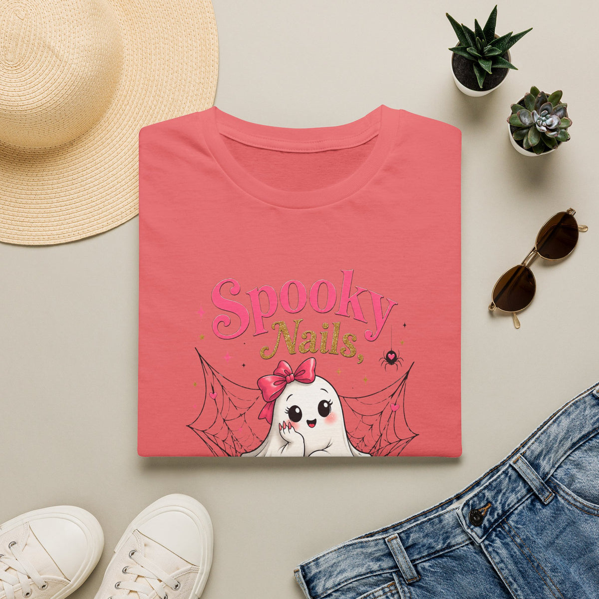 Spooky Nails Cute Ghost Tee