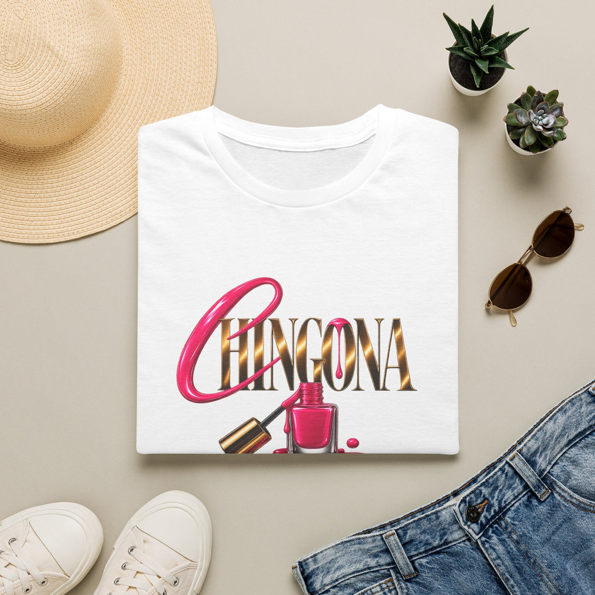 Chingona Uñas Actitud Poder Tee