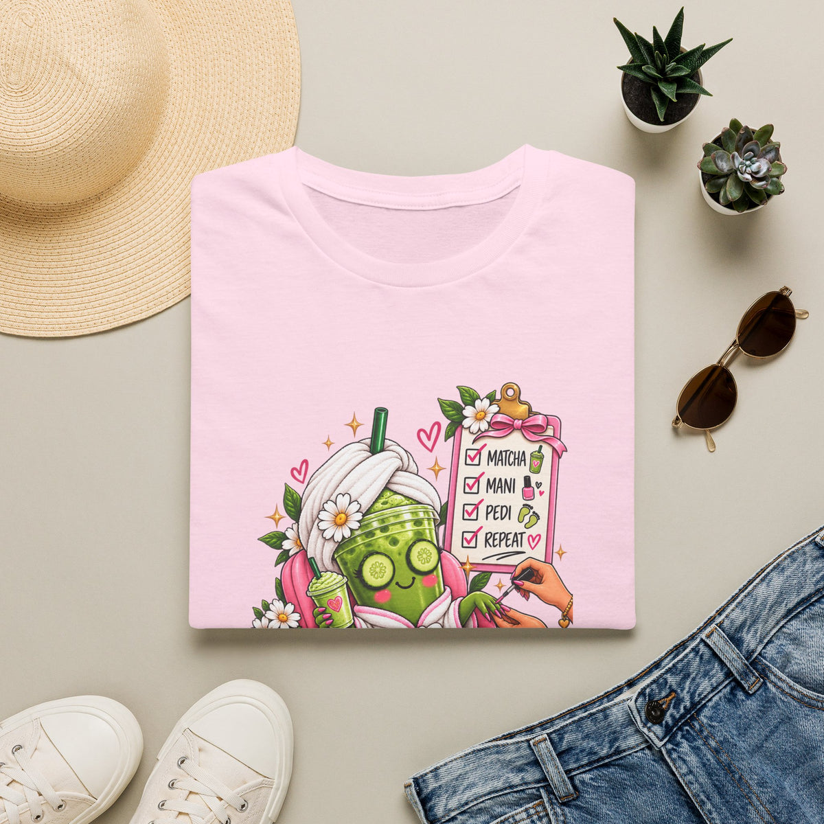 "Matcha, Mani, Pedi, Repeat" Relaxing Self-Care Tee