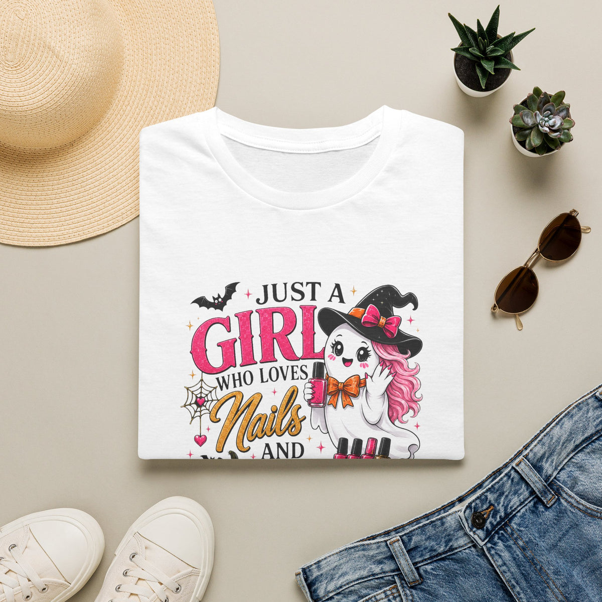 "Just a Girl Who Loves Nails and Halloween" Tee