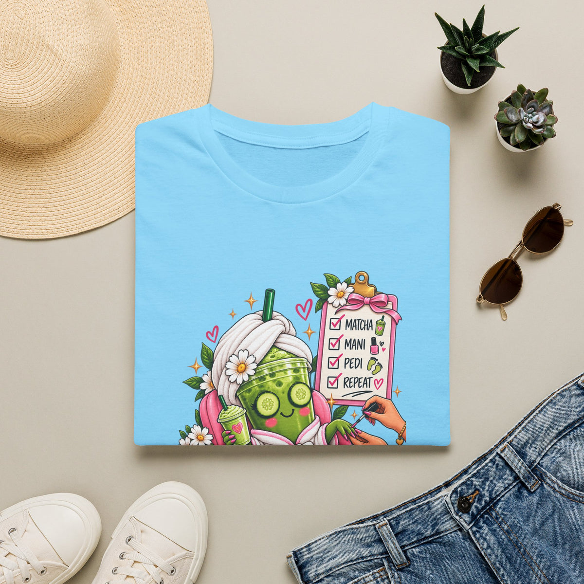 "Matcha, Mani, Pedi, Repeat" Relaxing Self-Care Tee