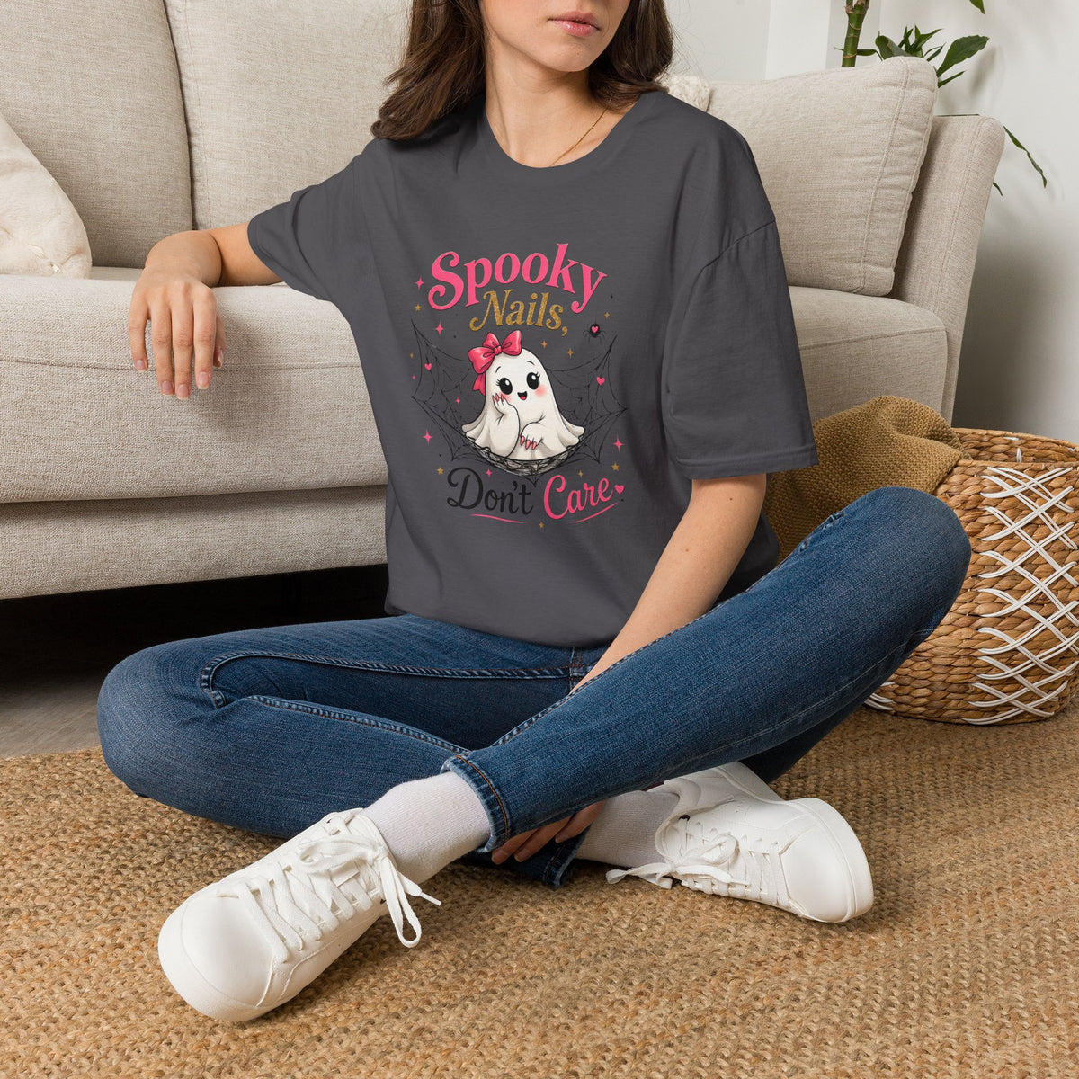 Spooky Nails Cute Ghost Tee