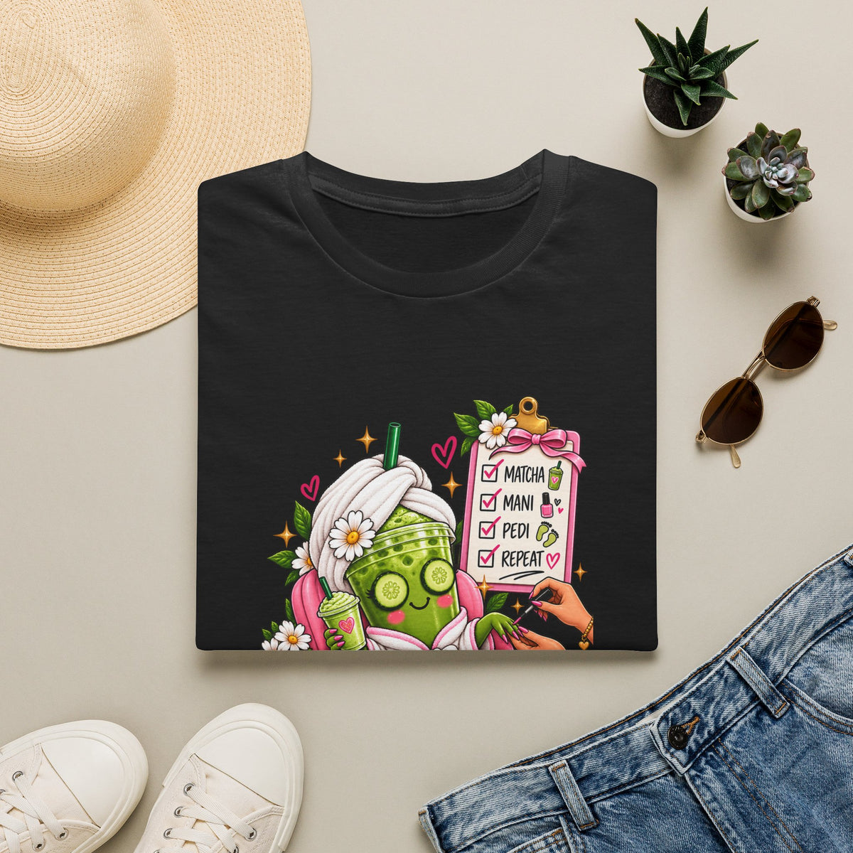 "Matcha, Mani, Pedi, Repeat" Relaxing Self-Care Tee