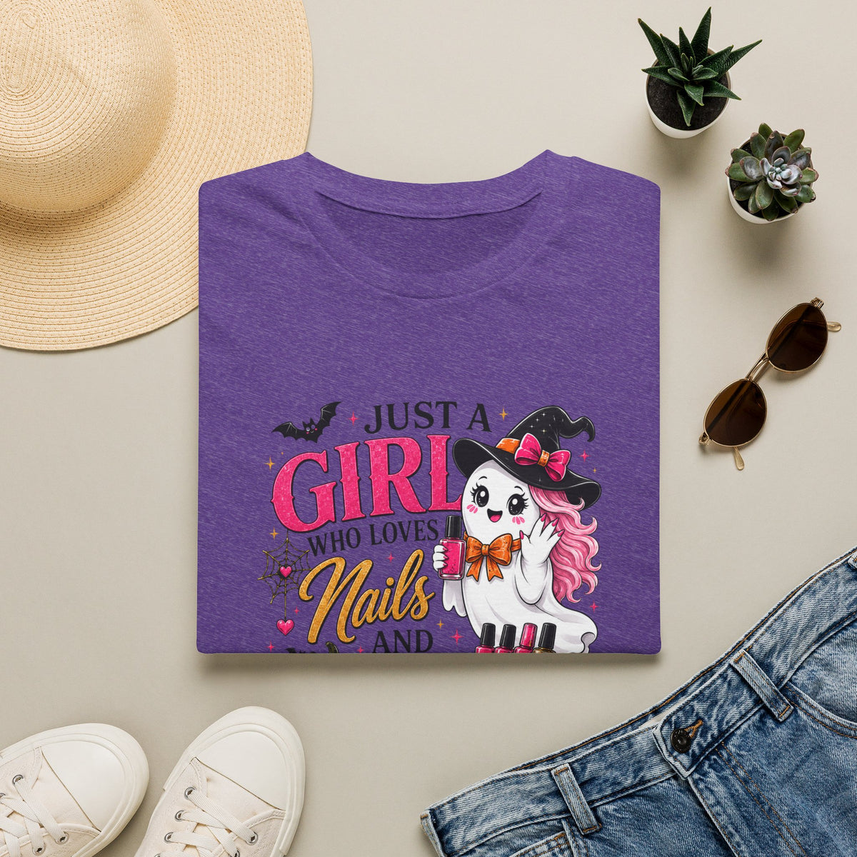 "Just a Girl Who Loves Nails and Halloween" Tee