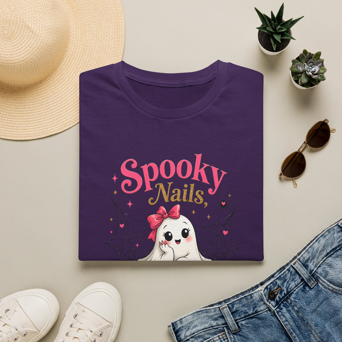 Spooky Nails Cute Ghost Tee