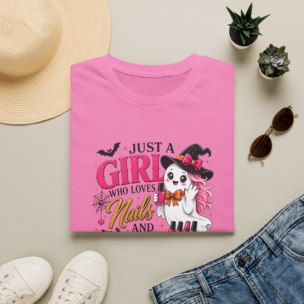 "Just a Girl Who Loves Nails and Halloween" Tee
