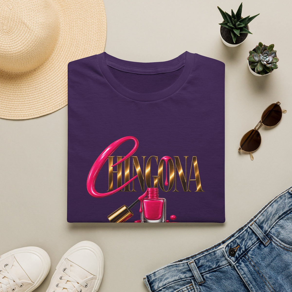 Chingona Uñas Actitud Poder Tee