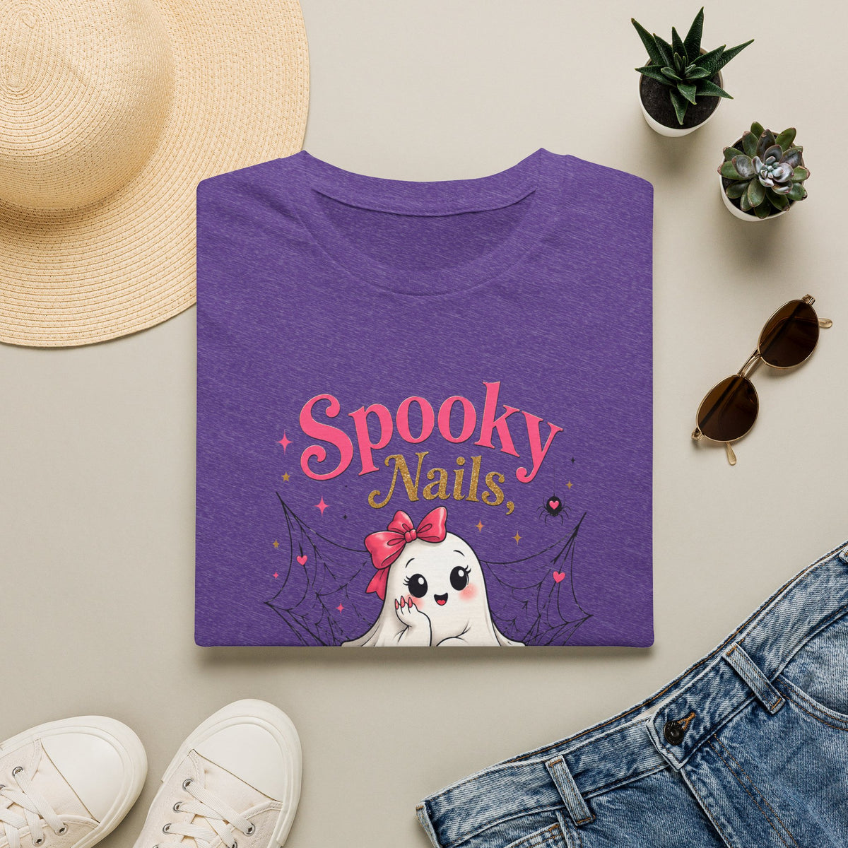 Spooky Nails Cute Ghost Tee