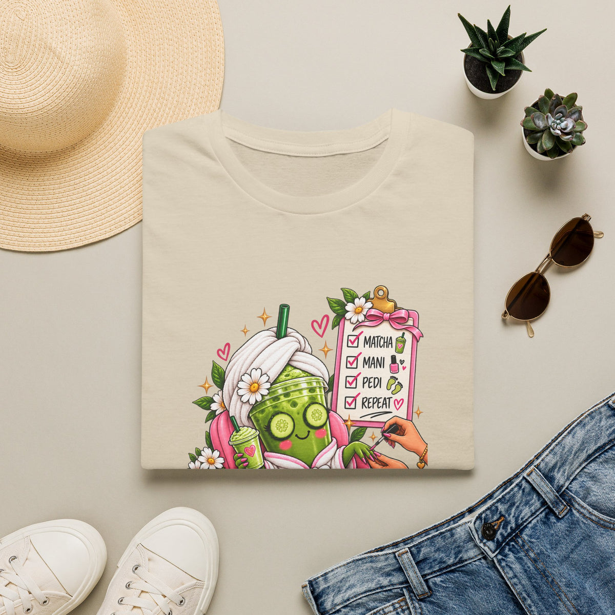 "Matcha, Mani, Pedi, Repeat" Relaxing Self-Care Tee