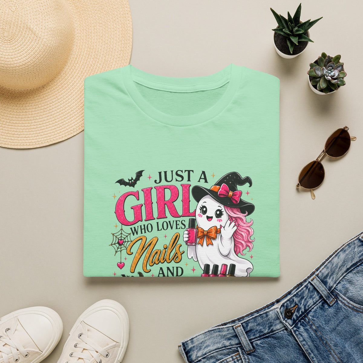 "Just a Girl Who Loves Nails and Halloween" Tee